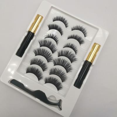 China Chemical Fiber Glueless Magnetic Eyelashes Seven Pairs Magnet False Eyelashes Set Thick Curly Natural Mixed False Eyelashes for sale