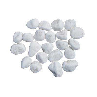 China Modern Tumbled White Pebble Stone Snow Pebble Stone For Garden Decoration for sale