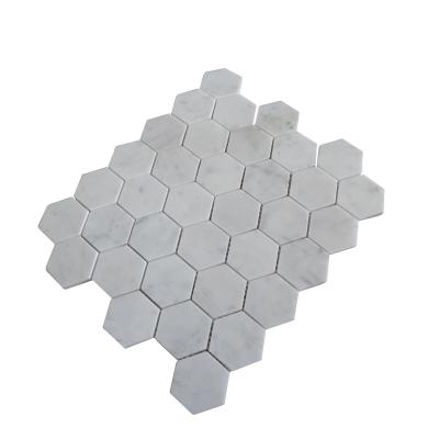 China Bianco Carrara White Marble Stone Hexagon Mosaic Slab from Flooring China Manufacturer for sale