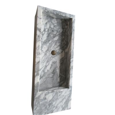 China Modern Elegance Wash Basin Arabescato Bathroom Natural Stone White Marble Sink for sale