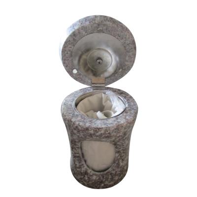 China Chinese G664 Modern Pink Granite Stone Memorial Grave Lantern For Garden for sale