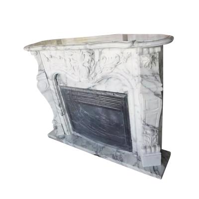 China Arabescato Contemporary White Marble Fireplace for sale