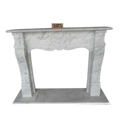 China Contemporary French Style Natural White Marble Fireplace Mantel for sale