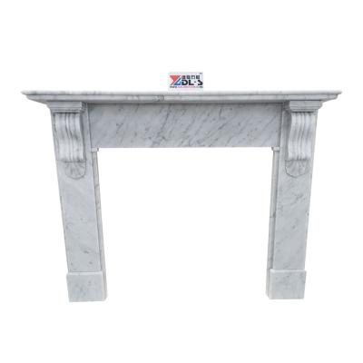 China Contemporary Customized Design Carrara White Marble Fireplace Surround for sale