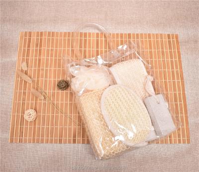 China EXFOLIATE Hot Selling Sisal Sponge Bubble Gift Set Natural Exfoliating Bath Gloves for sale