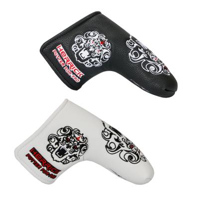 China PU Leather Two Color PU Embroidery New Golf Headcover For Blade Golf Putter Protect Headcover for sale