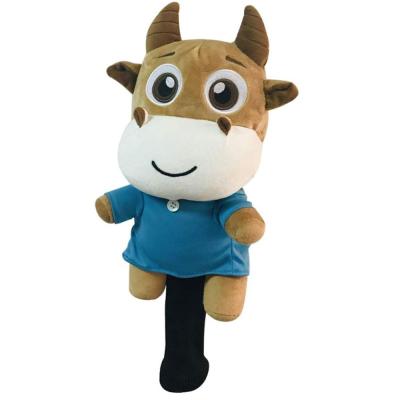 China Factory Price Durable Novelty Animal Cow Shape Headcover Golf 460cc Driver Wood Headcover for sale