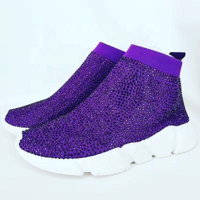 China Colorful Crystal Anti-odor Sneakers With Rhinestone Sock Shoes Style For Women for sale