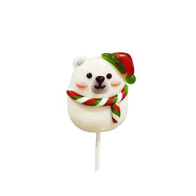 China Hot Sale Sugar Free Multicolor Christmas Bear Mixed Taste Lollipop Sticks Candy for sale