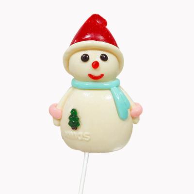 China Sugar Free Snowman Kids Multi Flavor Candy Christmas Gift Cartoon Lollipop for sale