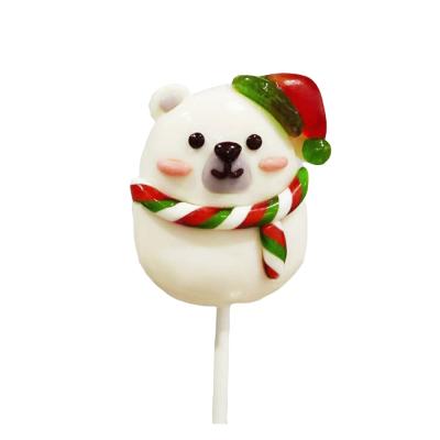 China Christmas Snowman Sugarless Lollipop No Candy Flavor Lollipop Logo Creative Custom Candy for sale