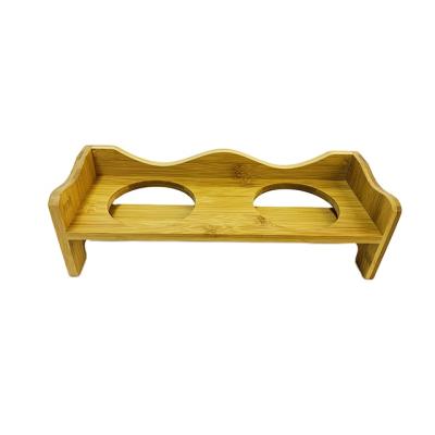 China Flat pressed manufacturers supply bamboo bamboo and simple wooden pet dining table can be customized cat and creative dog food bowl rack for sale