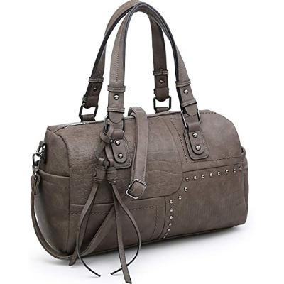 China Fashion Women Soft Vegan Leather Barrel Bags Large Top Handle Totes Satchel Handbags Shoulder Purse for sale