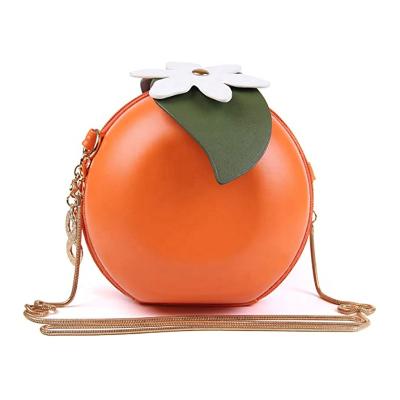 China Lady Women Fashion PU Leather Fruit Novelty 3D Orange Animal Shape Shoulder Purses And Handbags Girl Cross Body Bag for sale