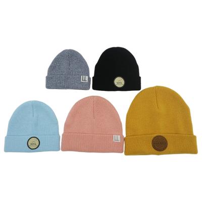 China Various COMMON Materials Choice Winter Slapped Acrylic Wool Knitted Beanie Hat Toque Cap With Custom Embroidery Logo for sale