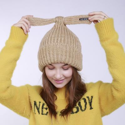 China Fashion COMMON New Design Adult Size Women Rabbit Ears Custom Winter Knit Beanie Hat for sale