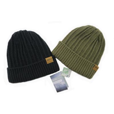 China COMMON water and wind proof Beanie Winter Hats With Fleece thick ribbed knit liner for sale