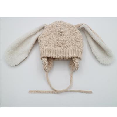 China Cute COMMON Bunny Ears Baby Hat with Pola Fleece Lining New Born Seamless Baby Hat for sale