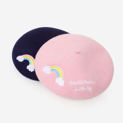 China Rainbow Embroidery Customized Embroidery Francesa Boinas Rainbow Berets for Autumn Winter for sale