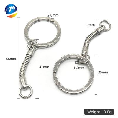 China Factory Price Eco-friendly Flat Split Silver Iron Ring Key Chain Key Chain With Chain for sale