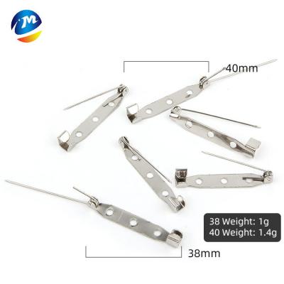 China Eco-friendly different size stainless steel metal locking safty safety pin 38mm 40mm name badge metal pins for sale