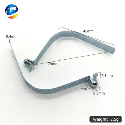 China Eco-friendly Hardware Button Spring Lock Clip V Shape Custom Sheet Metal Stamped Spring Steel Shrapnel With Setting Bead for sale