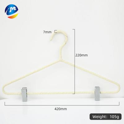 China Eco-Friendly Hanger Customized Triangle Belt Jacket Custom Specification Knitted Hanger Retro Paper Rope Hangers With Clip For Wedding Garment Display for sale