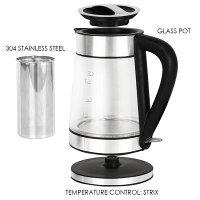 China 1.7L New Temperature Control Indicator Light Auto Shut Off Water Stainless Steel Electric Kettle for sale