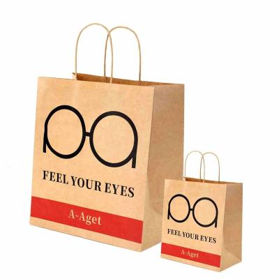 China Eco Friendly Recycled Materials Factory Price Shopping Recycling Paper Bags For Food With Handle Take Out for sale