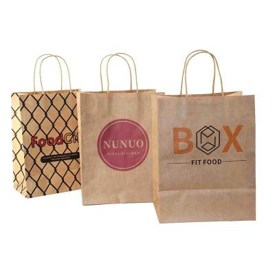 China Recycled Materials Custom Printed Factory Cheap Price Round Handy Twisted Kraft Paper Bakery Bag For Sale for sale