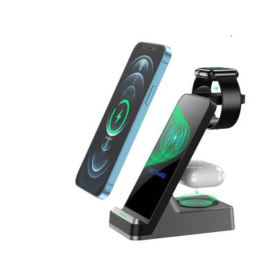 China 2021 Tablet phone wireless charger 3 in 1 15w charging station for iphone 12 for apple watch for airpods for sale