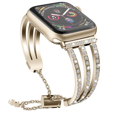 China 38 40 42 Hot New 44mm Lady Metal Smart Watch Band 2021 Fashion Crystal Rhinestone Diamond Stainless Steel for sale