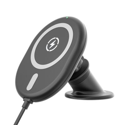 China 2021 Car Wireless Magnetic Mount Charger Smart Charger 15w Qi Fast Charging Car Mobile Phone Wireless Charger For iPhone 12 for sale