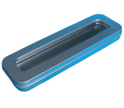 China With/without clear window rectangular single tin box with clear window/single pencil tin box for sale