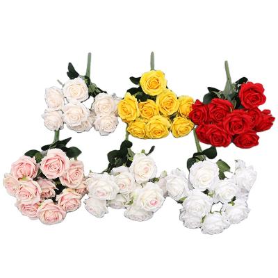 China High Simulation Ingenuity Flower Plant Simulation Roses 10 French Roses Wedding Photography Props Simulation Flowers for sale