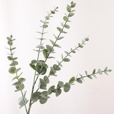 China High simulation wedding decoration home flower eucalyptus softly stick single branch simulation plant hair silver leaf for sale