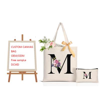 China Custom Digital Photo Printed Double Sided Reusable Floral Shopping 38x40 Canvas Canvas 100% Cotton Color Print Tote Bags for sale