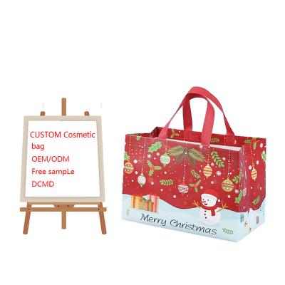 China Customized Cheap Customized Full Color Glossy Laminated Nonwoven Christmas Gift Shopping Tote Bag for sale