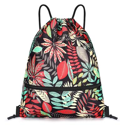 China 2021 Custom Drawstring Bag Large Anti-theft Shoe Bags Polyester Pattern Sports Drawstring Backpack for sale