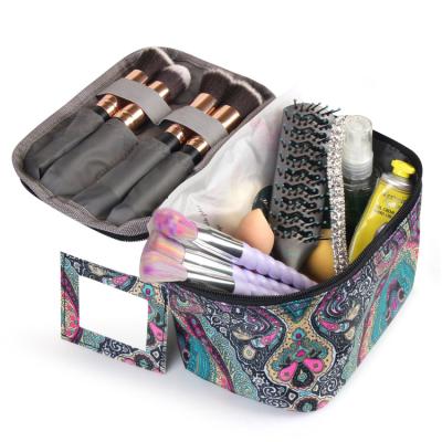 China 2022 Fashion Custom Style Make Up Organizer Cosmetic Case Bag Brush With Mirror Interior for sale