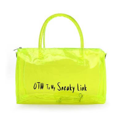 China Promotional Lightweight Neon Pink PVC Fashion Tote Outdoor Sports Duffle Gym Travel Clear Waterproof Bags for Men and Women for sale