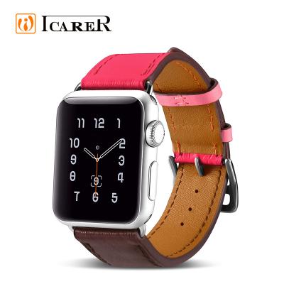 China Purely Handmade OEM Mixed Colors Wrist Watch Band Universal Leather Strap For Apple Watch 42mm Band for sale