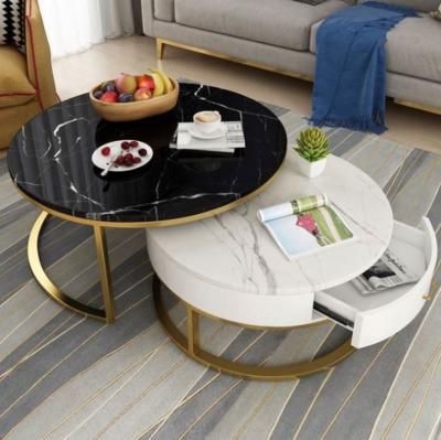 China KD Luxury And TV Stand Set Gold Marble Coffee Table With Marble Modern for sale