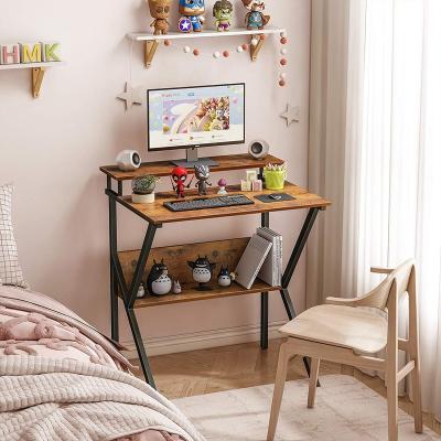 China KD Cheap Shelves Office Corner Computer Desk Modern Wood Steel Table For Game for sale