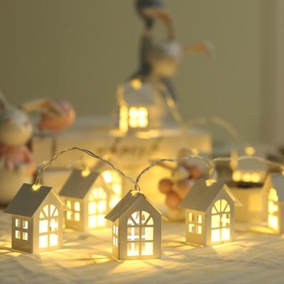 China String Lights Christmas Decoration Lights House Wooden 10 LED Fairy Battery Operated Waterproof Hanging Novelty String L for sale