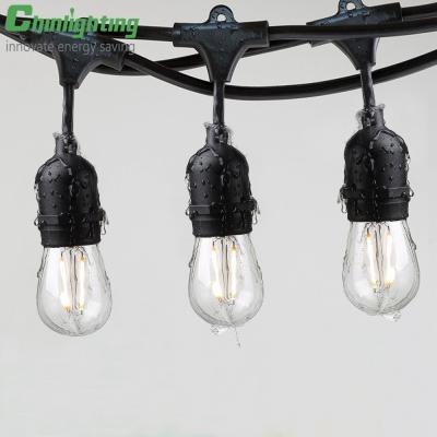 China vintage outdoor string lights led light bulb 48ft 15edison bulbs UL patio courtyard garden string light for sale