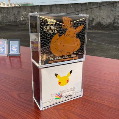 China RAY YI factory EC-compliant stock 3day delivery Pokemon elite trainer box with strong magnet protective pokemon ETB acrylic display case for sale