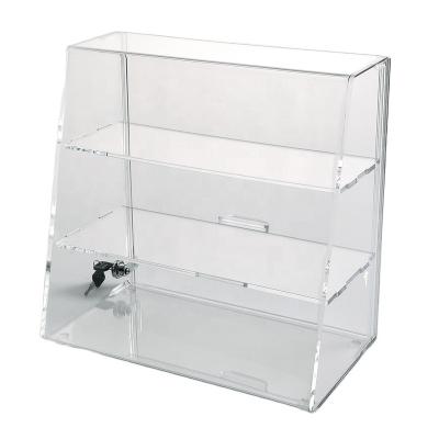 China Storage 3 Layers Acrylic Counter Top Display Showcase Box Cabinet for sale