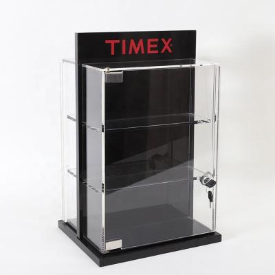 China Storage Custom 3 Layers Lockable Clear Acrylic Display Cabinet Showcase for sale