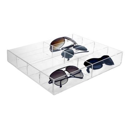 China Desktop Storage 9 Compartments Glasses Acrylic Storage Box Sunglasses Display Case for sale